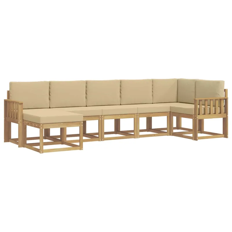 Lauko sofos komplektas 7 pcs Balta ir kreminė Poliesteris