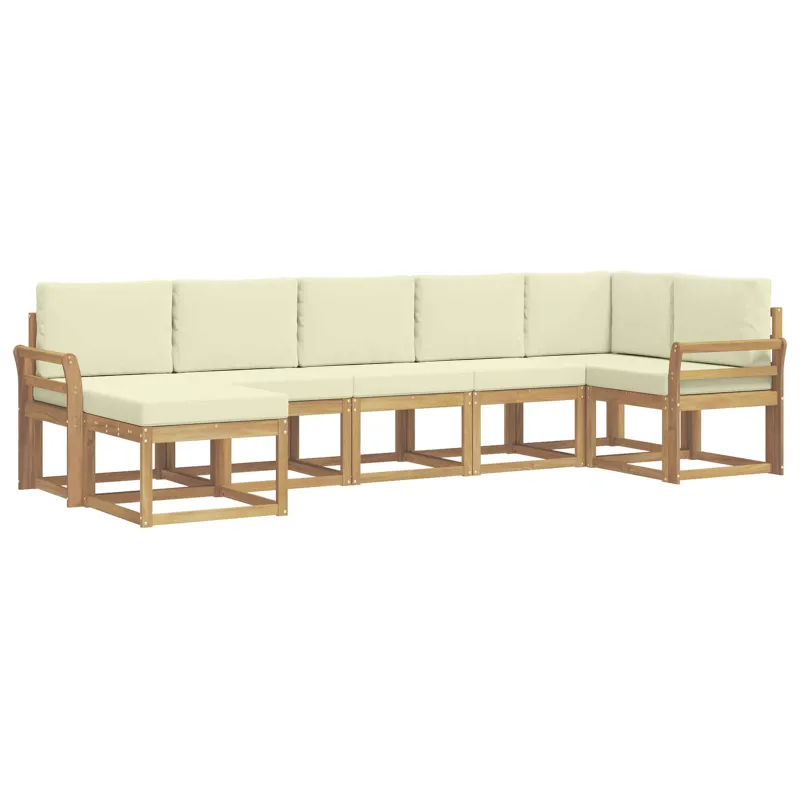 Lauko sofos komplektas 7 pcs Balta ir kreminė Poliesteris