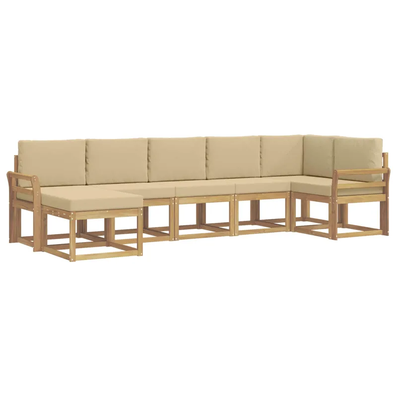 Lauko sofos komplektas 7 pcs Balta ir kreminė Poliesteris