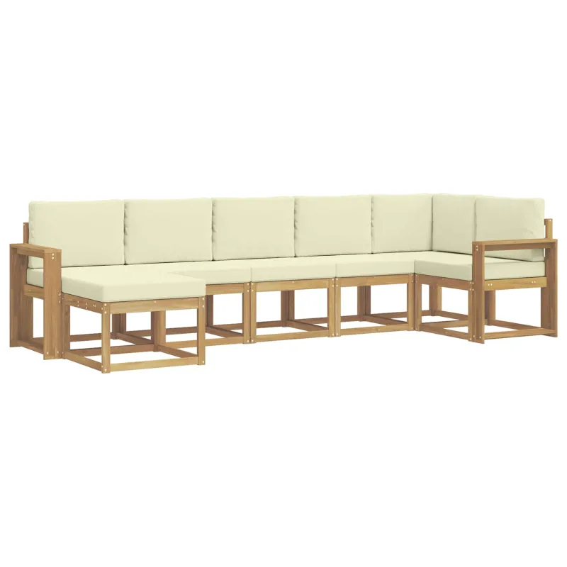 Lauko sofos komplektas 7 pcs Balta ir kreminė Poliesteris