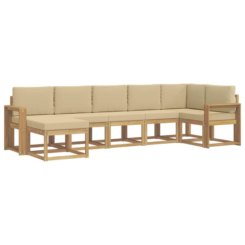 Lauko sofos komplektas 7 pcs Balta ir kreminė Poliesteris