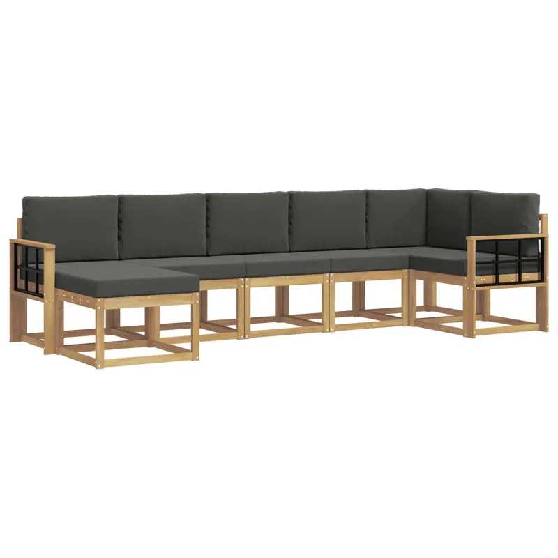 Lauko sofos komplektas 7 pcs Balta ir antracito Poliesteris