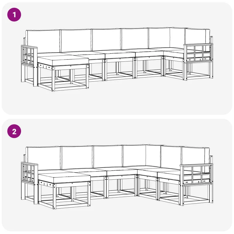 Lauko sofos komplektas 7 pcs Balta ir antracito Poliesteris
