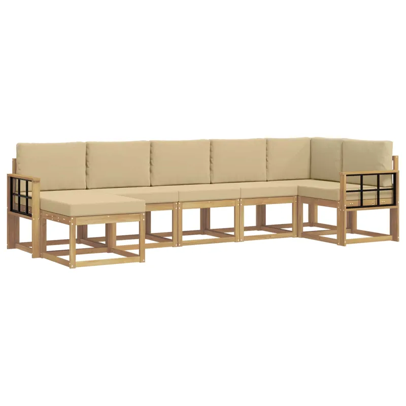Lauko sofos komplektas 7 pcs Balta ir kreminė Poliesteris