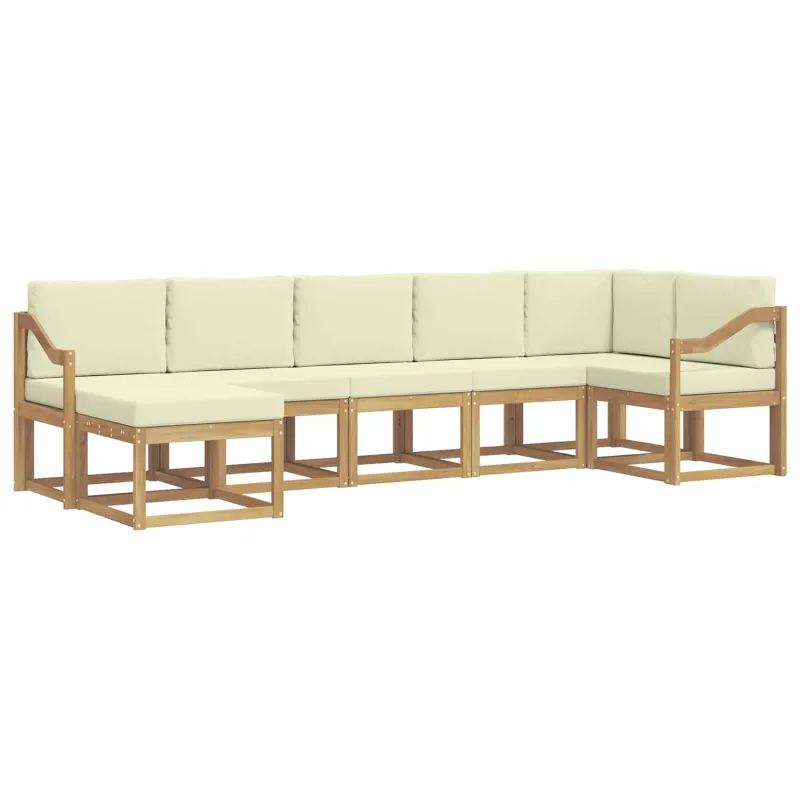 Lauko sofos komplektas 7 pcs Balta ir kreminė Poliesteris