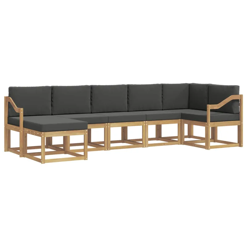 Lauko sofos komplektas 7 pcs Balta ir antracito Poliesteris