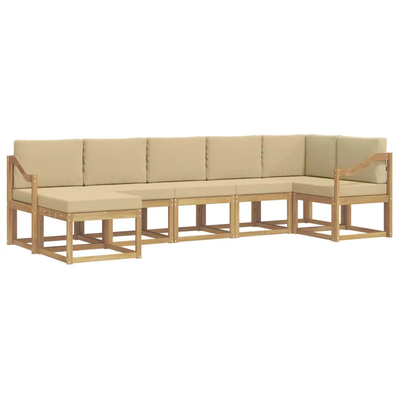 Lauko sofos komplektas 7 pcs Balta ir kreminė Poliesteris