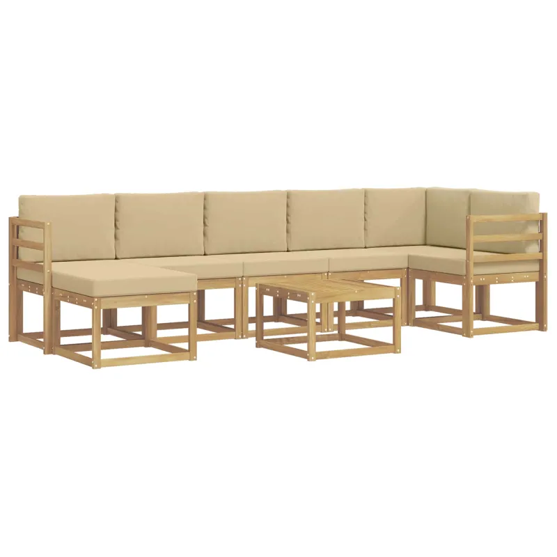 Lauko sofos komplektas 8 pcs Balta ir kreminė Poliesteris