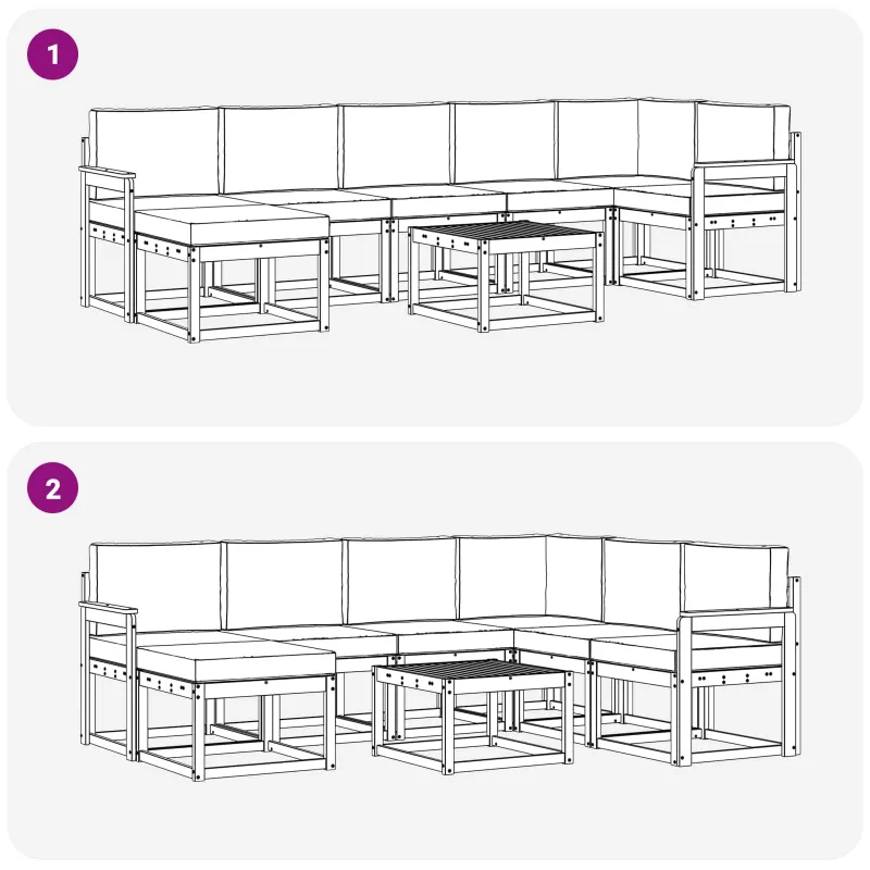 Lauko sofos komplektas 8 pcs Balta ir antracito Poliesteris