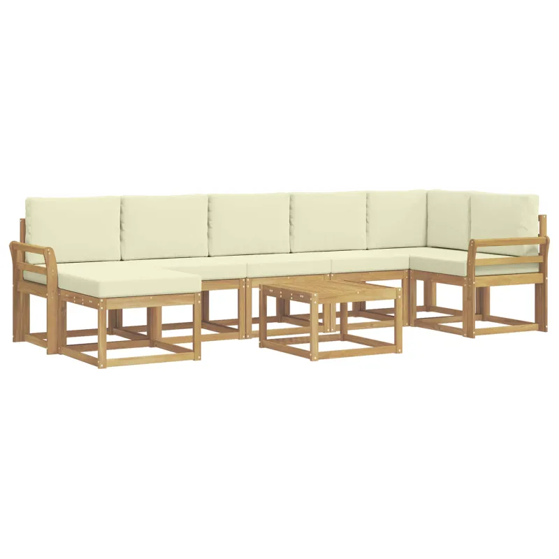 Lauko sofos komplektas 8 pcs Balta ir kreminė Poliesteris