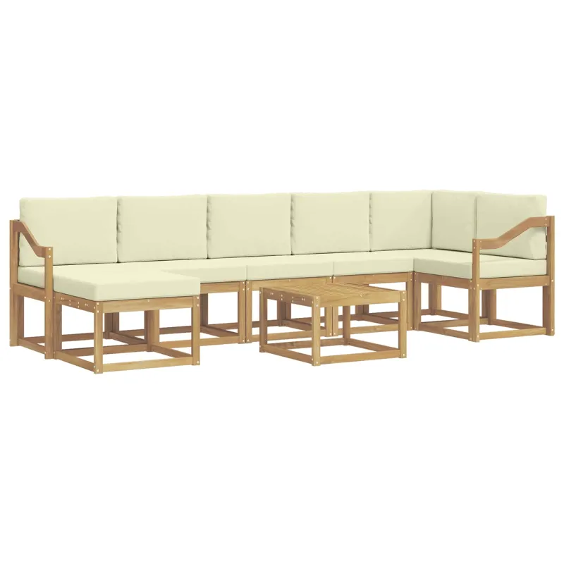 Lauko sofos komplektas 8 pcs Balta ir kreminė Poliesteris