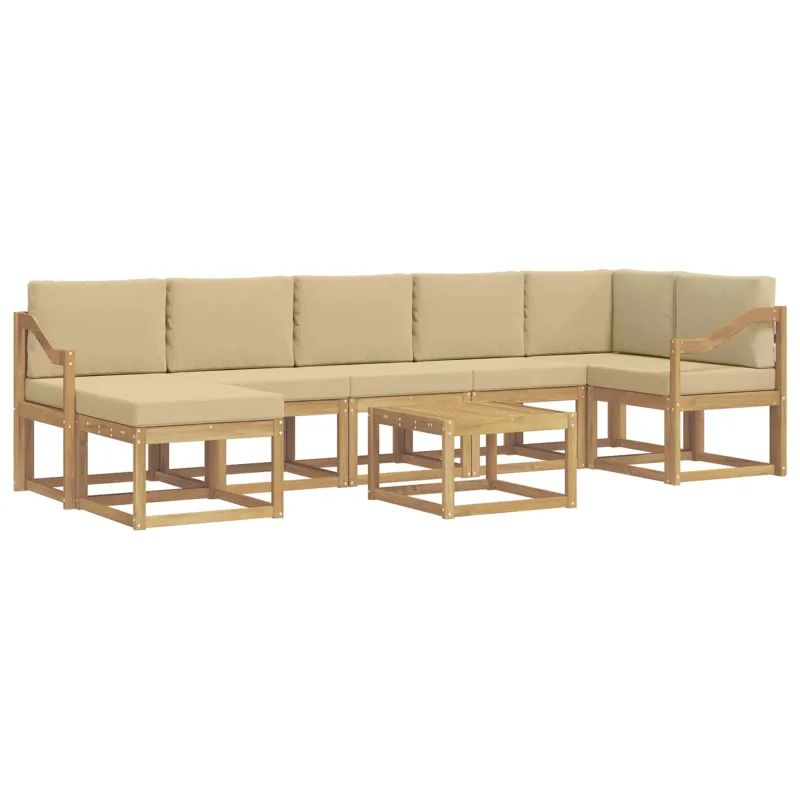 Lauko sofos komplektas 8 pcs Balta ir kreminė Poliesteris