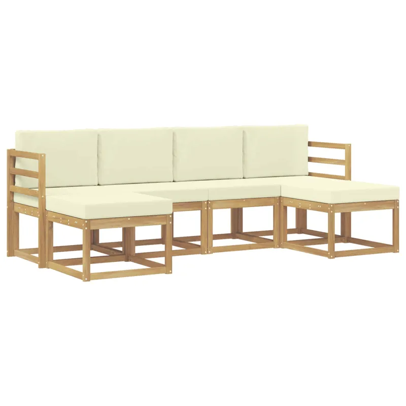 Lauko sofos komplektas su pagalve 6 pcs Natūralus ir grietinėlė