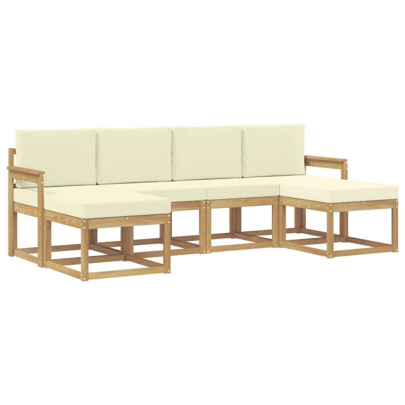 Lauko sofos komplektas 6 pcs Balta ir kreminė Poliesteris