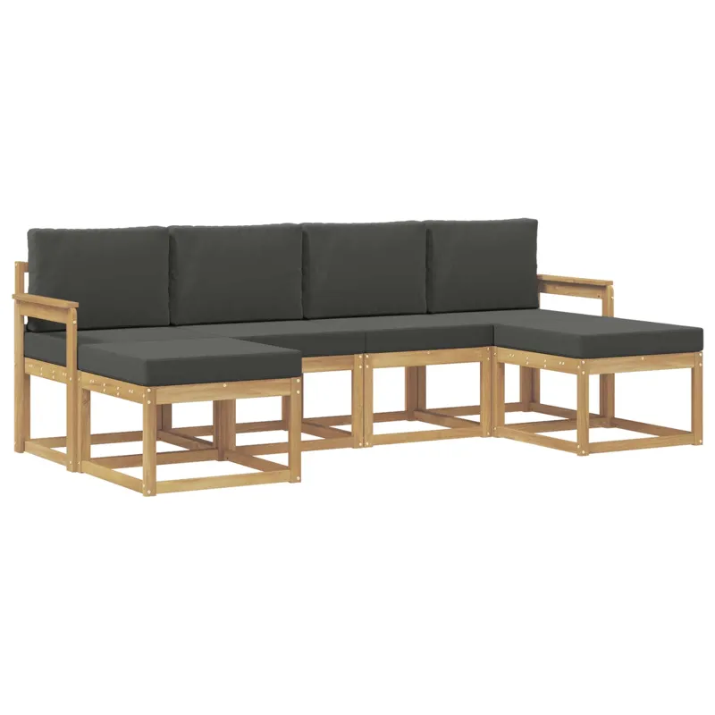 Lauko sofos komplektas 6 pcs Balta ir antracito Poliesteris
