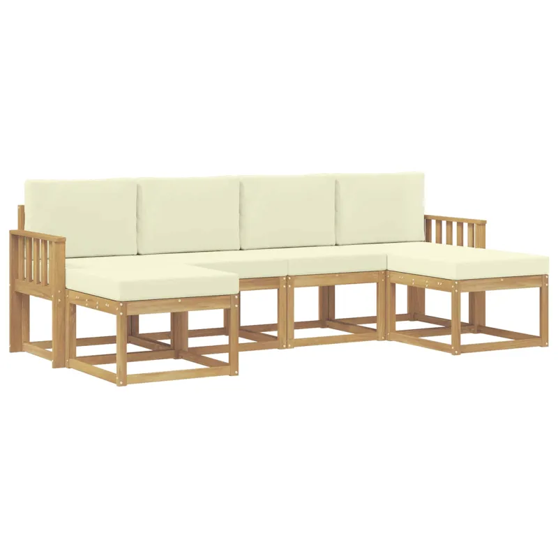 Lauko sofos komplektas 6 pcs Balta ir kreminė Poliesteris