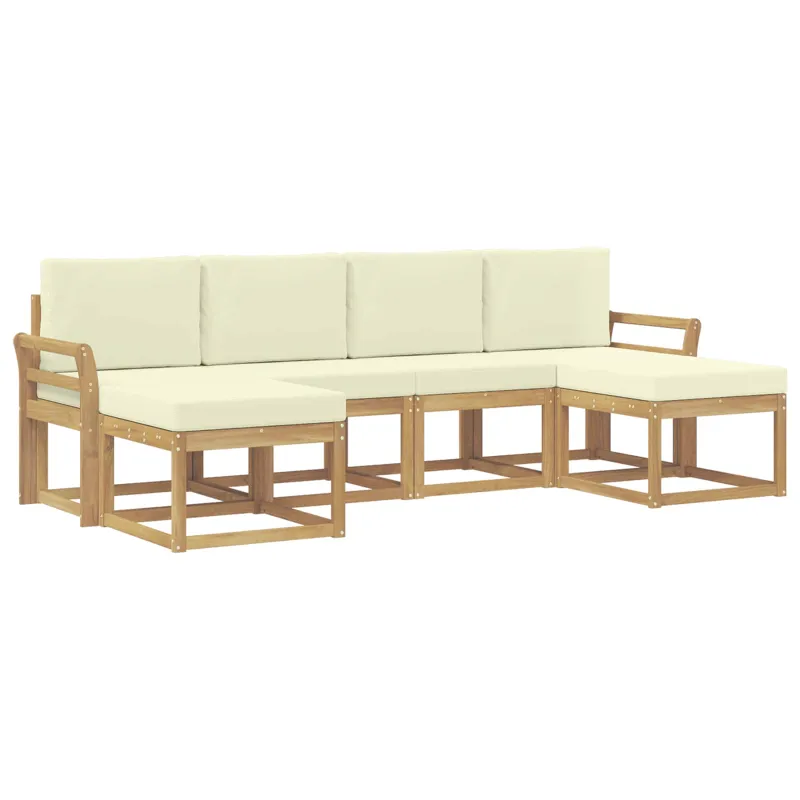 Lauko sofos komplektas 6 pcs Balta ir kreminė Poliesteris