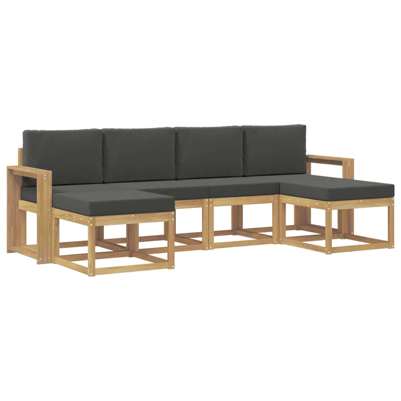 Lauko sofos komplektas 6 pcs Balta ir antracito Poliesteris