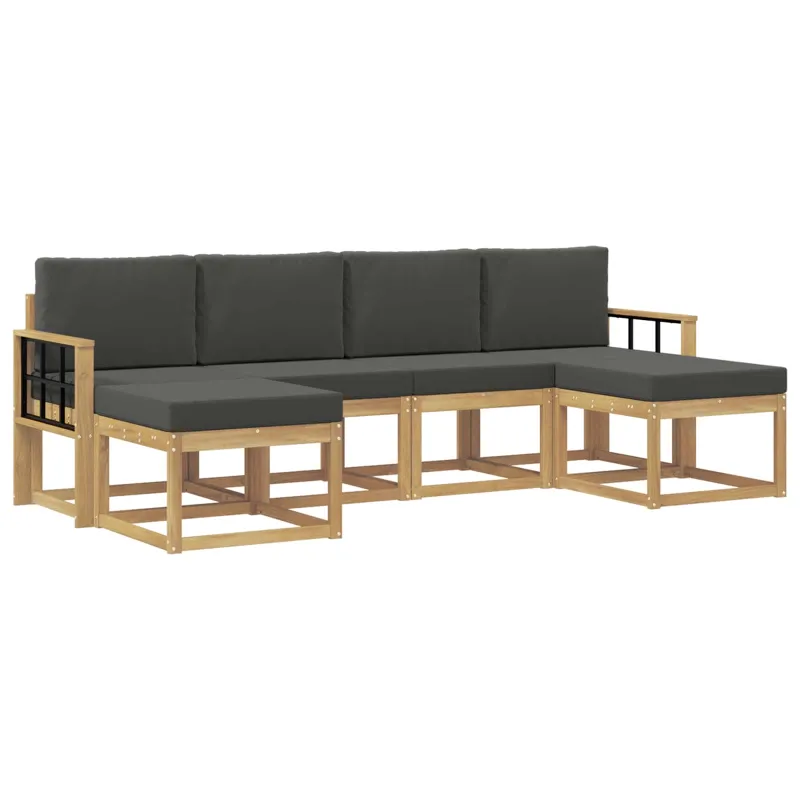 Lauko sofos komplektas 6 pcs Balta ir antracito Poliesteris