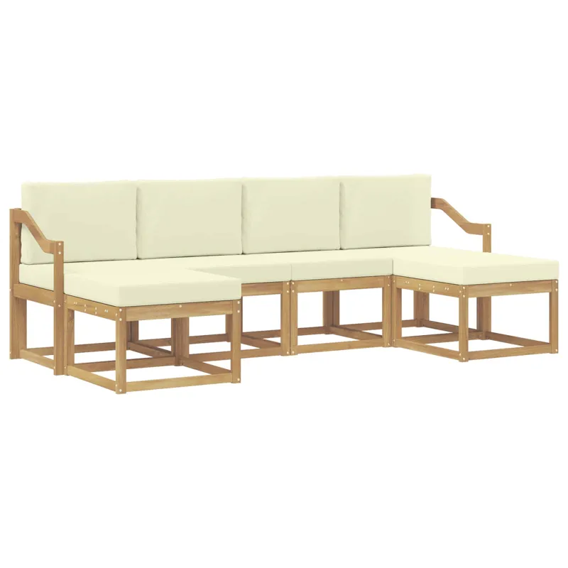 Lauko sofos komplektas 6 pcs Balta ir kreminė Poliesteris