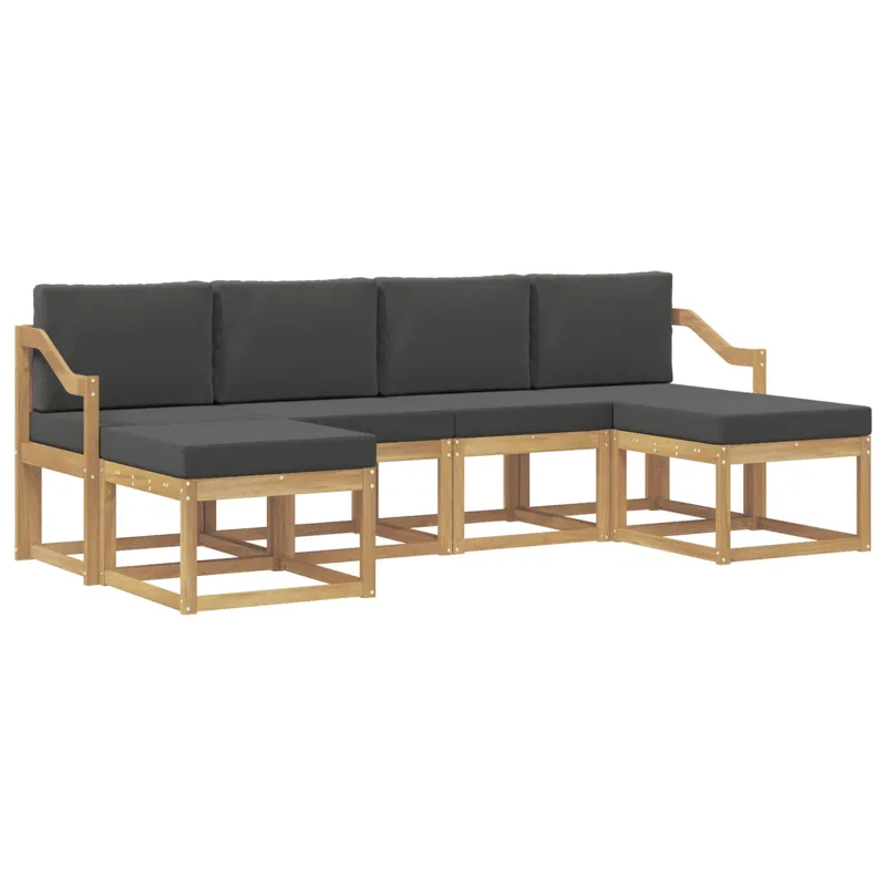 Lauko sofos komplektas 6 pcs Balta ir antracito Poliesteris