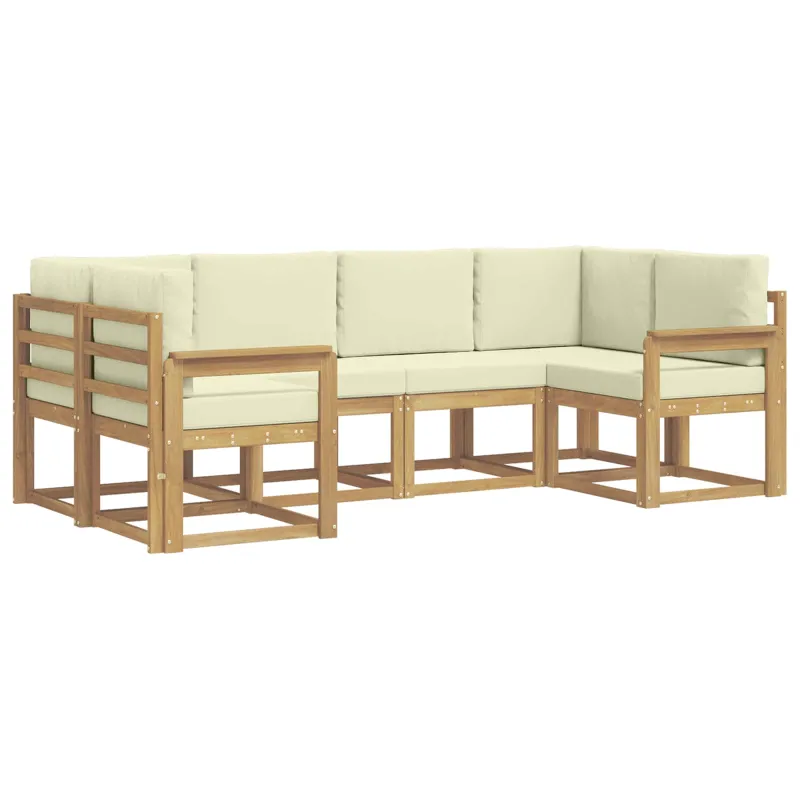 Lauko sofos komplektas su pagalve 6 pcs Balta ir kreminė