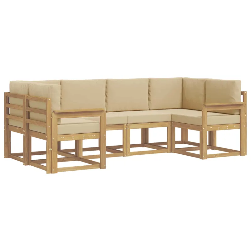 Lauko sofos komplektas su pagalve 6 pcs Balta ir kreminė