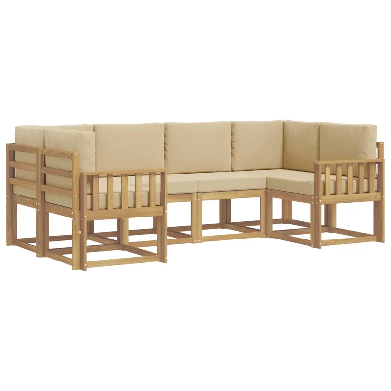 Lauko sofos komplektas su pagalve 6 pcs Balta ir kreminė