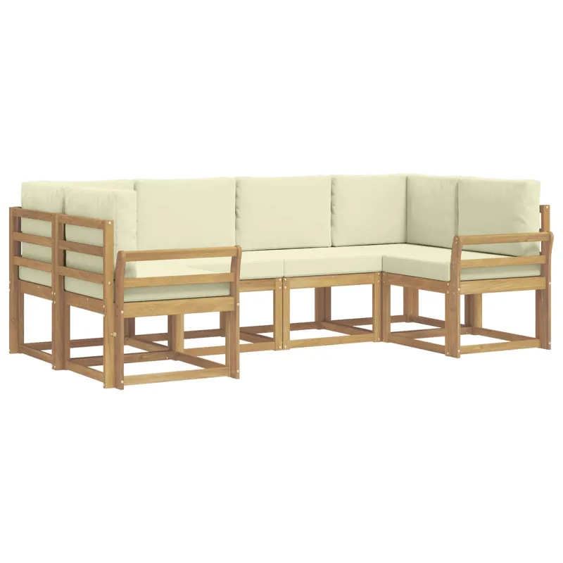 Lauko sofos komplektas su pagalve 6 pcs Balta ir kreminė