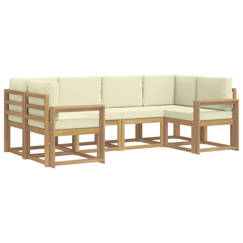 Lauko sofos komplektas su pagalve 6 pcs Balta ir kreminė
