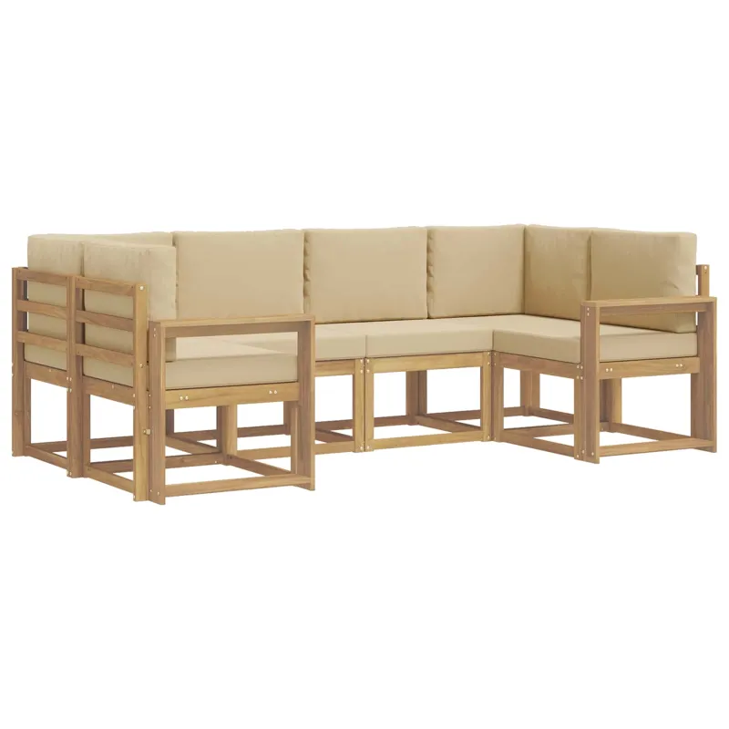 Lauko sofos komplektas su pagalve 6 pcs Balta ir kreminė