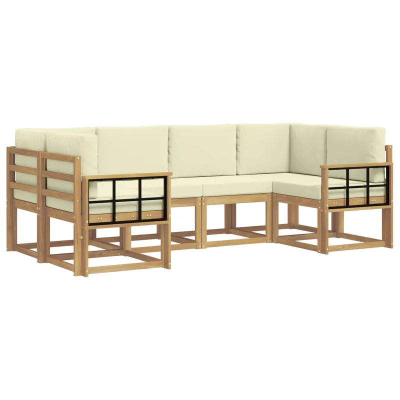 Lauko sofos komplektas su pagalve 6 pcs Balta ir kreminė