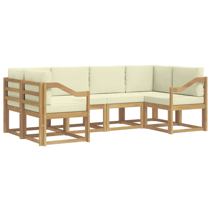 Lauko sofos komplektas su pagalve 6 pcs Balta ir kreminė