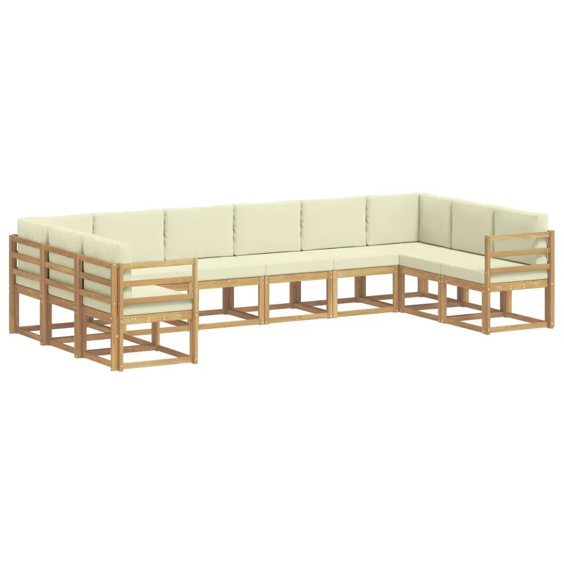 Lauko sofos komplektas su pagalve 10 pcs Balta ir kreminė