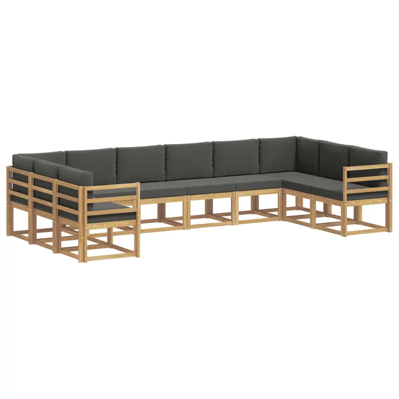 Lauko sofos komplektas su pagalve 10 pcs Balta ir antracito
