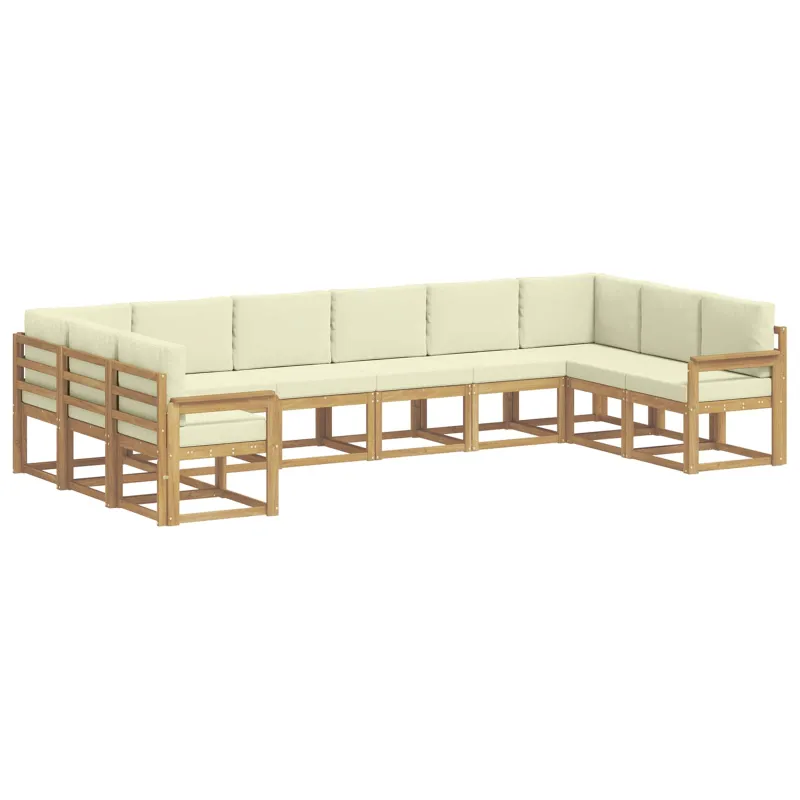 Lauko sofos komplektas su pagalve 10 pcs Balta ir kreminė