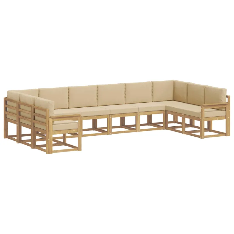 Lauko sofos komplektas su pagalve 10 pcs Balta ir kreminė