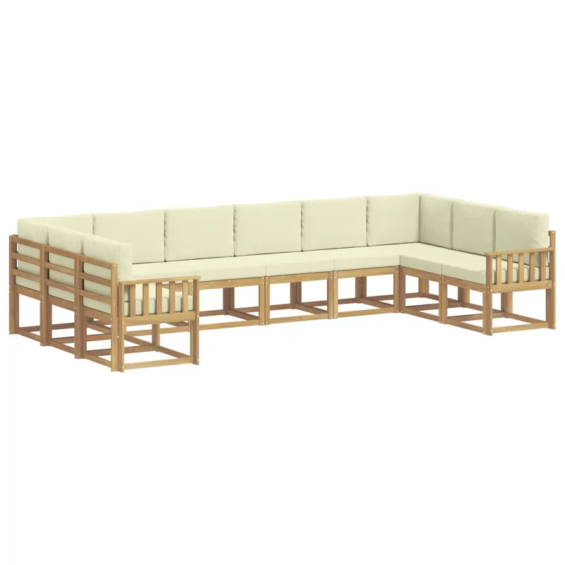Lauko sofos komplektas su pagalve 10 pcs Balta ir kreminė