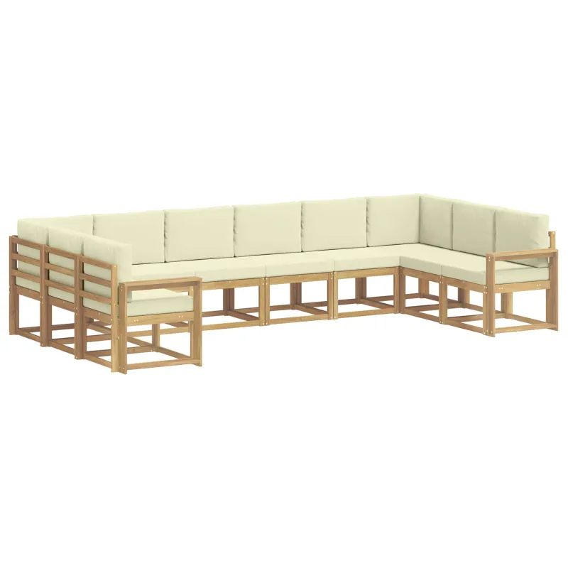 Lauko sofos komplektas su pagalve 10 pcs Balta ir kreminė