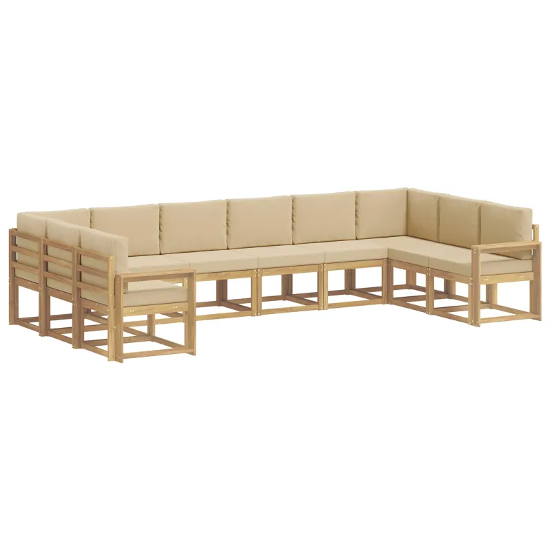 Lauko sofos komplektas su pagalve 10 pcs Balta ir kreminė