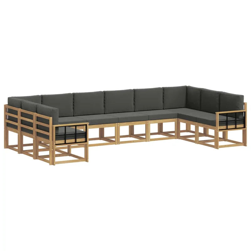 Lauko sofos komplektas su pagalve 10 pcs Balta ir antracito
