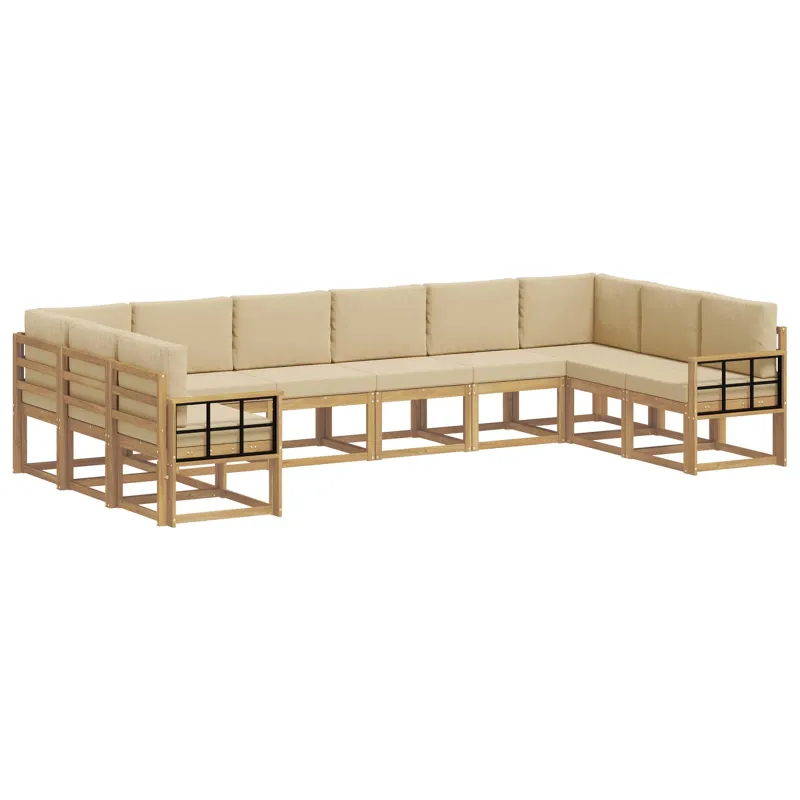Lauko sofos komplektas su pagalve 10 pcs Balta ir kreminė