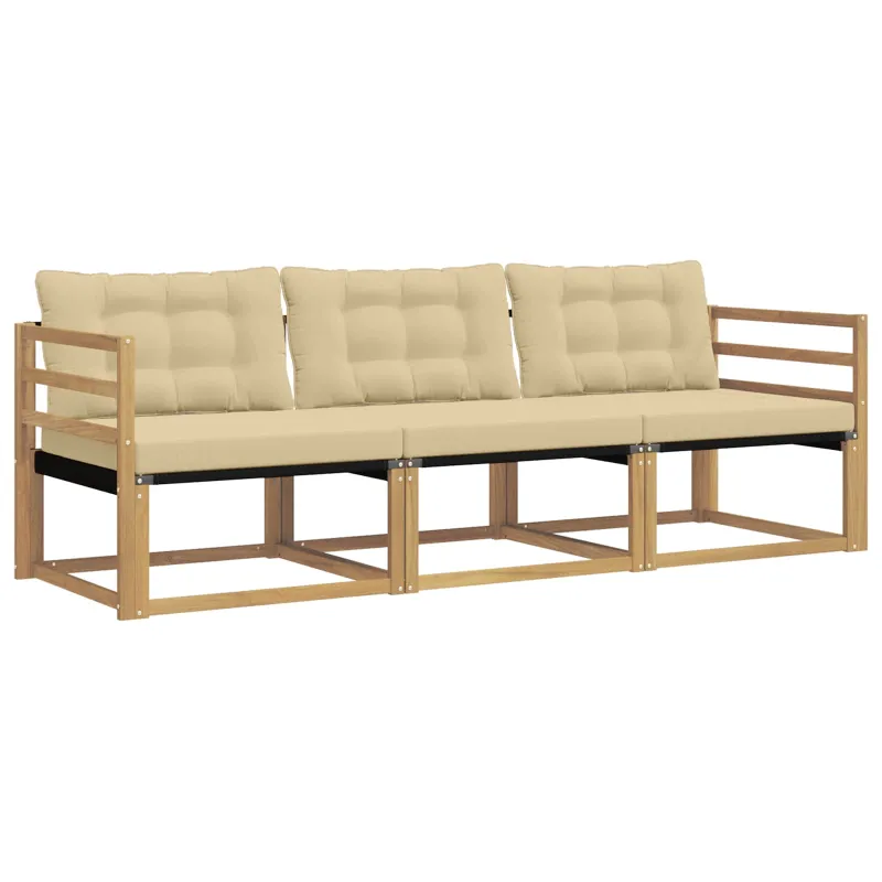 Lauko sofos komplektas su pagalve 3 pcs Balta ir kreminė