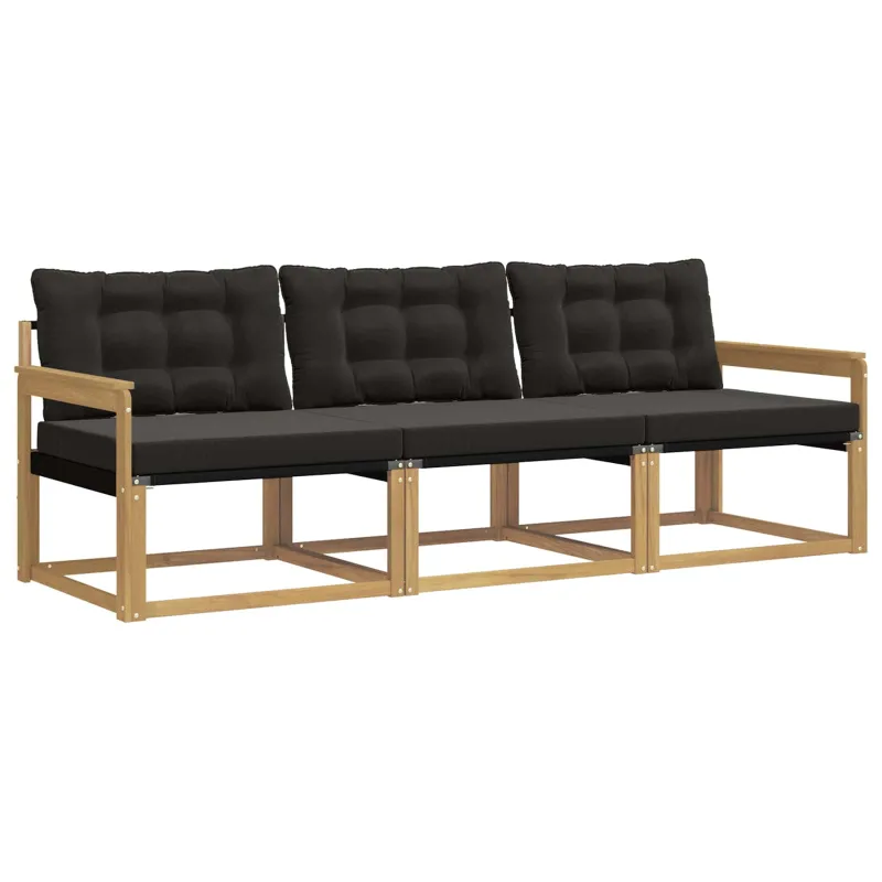 Lauko sofos komplektas su pagalve 3 pcs Balta ir juoda