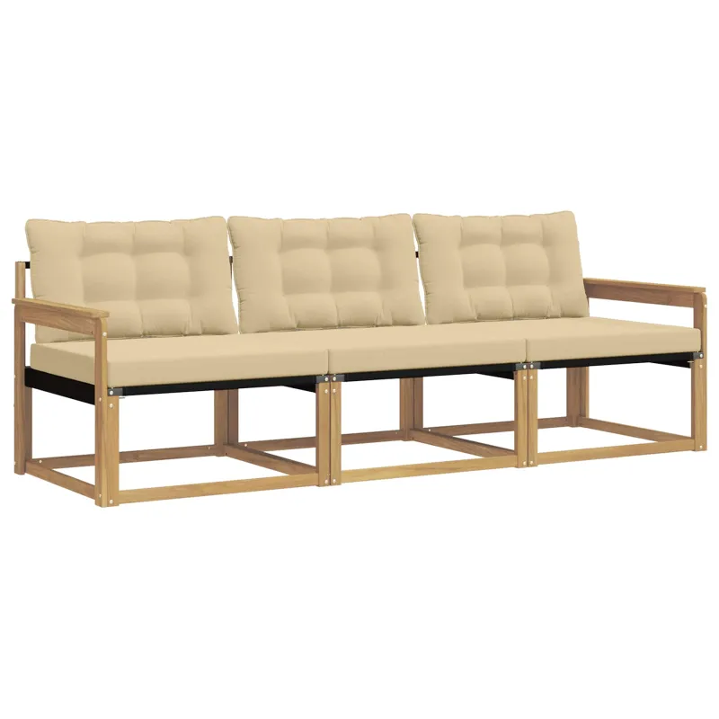 Lauko sofos komplektas su pagalve 3 pcs Balta ir kreminė