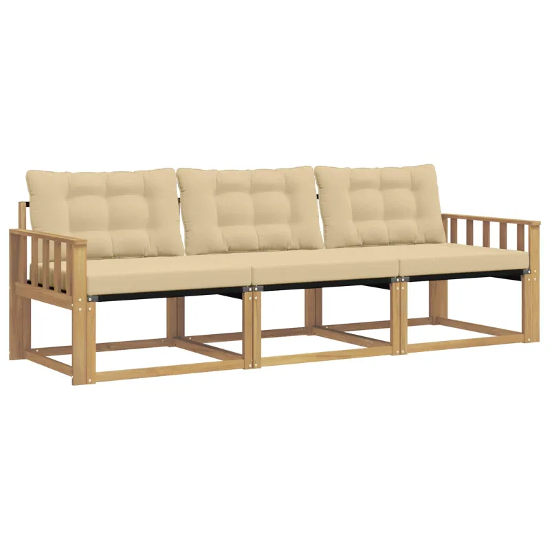 Lauko sofos komplektas su pagalve 3 pcs Balta ir kreminė