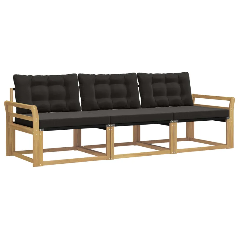 Lauko sofos komplektas su pagalve 3 pcs Balta ir juoda