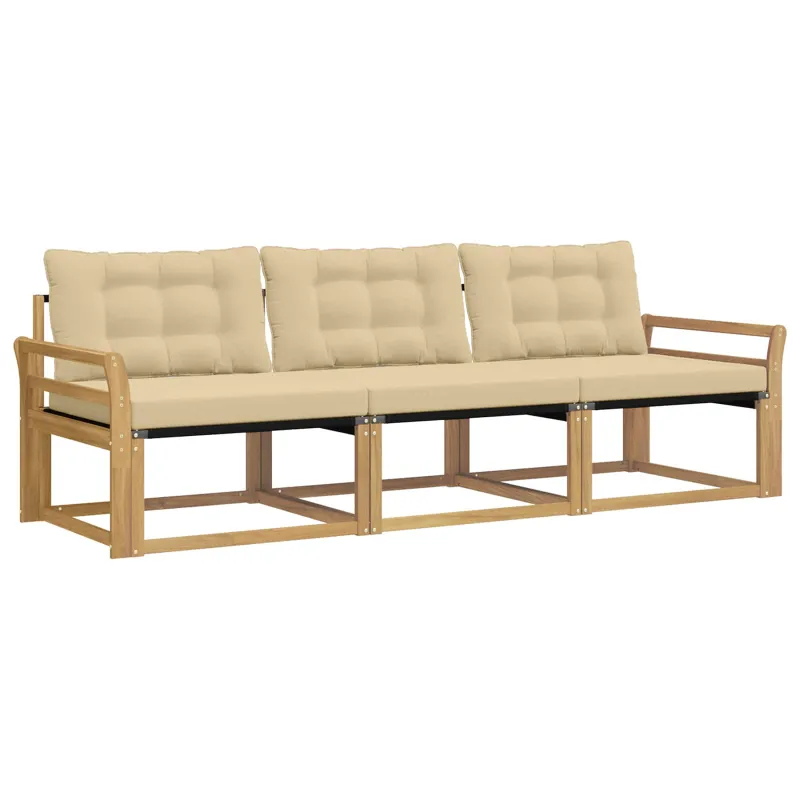 Lauko sofos komplektas su pagalve 3 pcs Balta ir kreminė