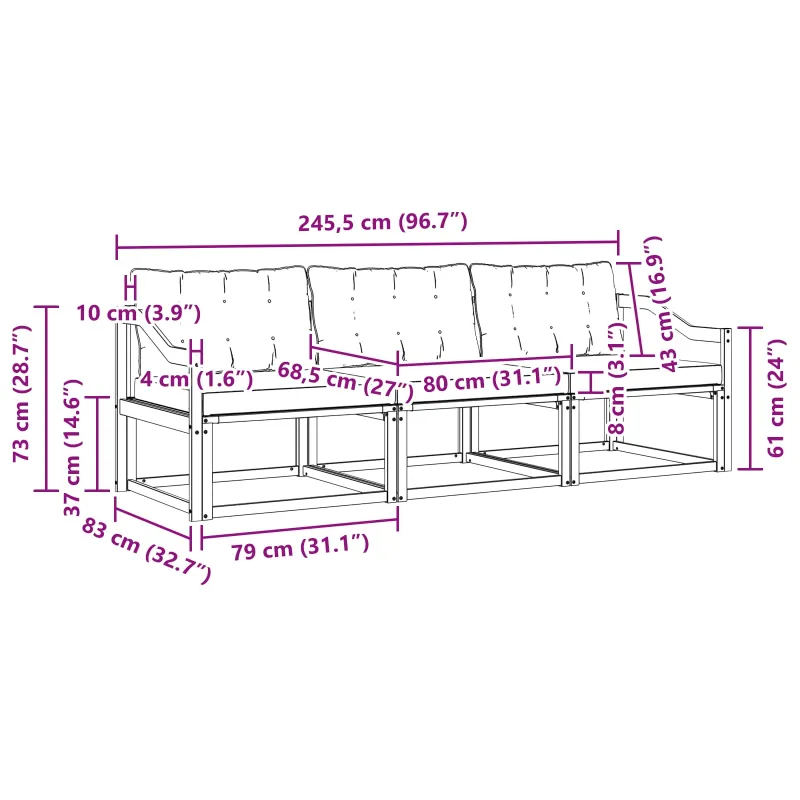 Lauko sofos komplektas su pagalve 3 pcs Balta ir kreminė
