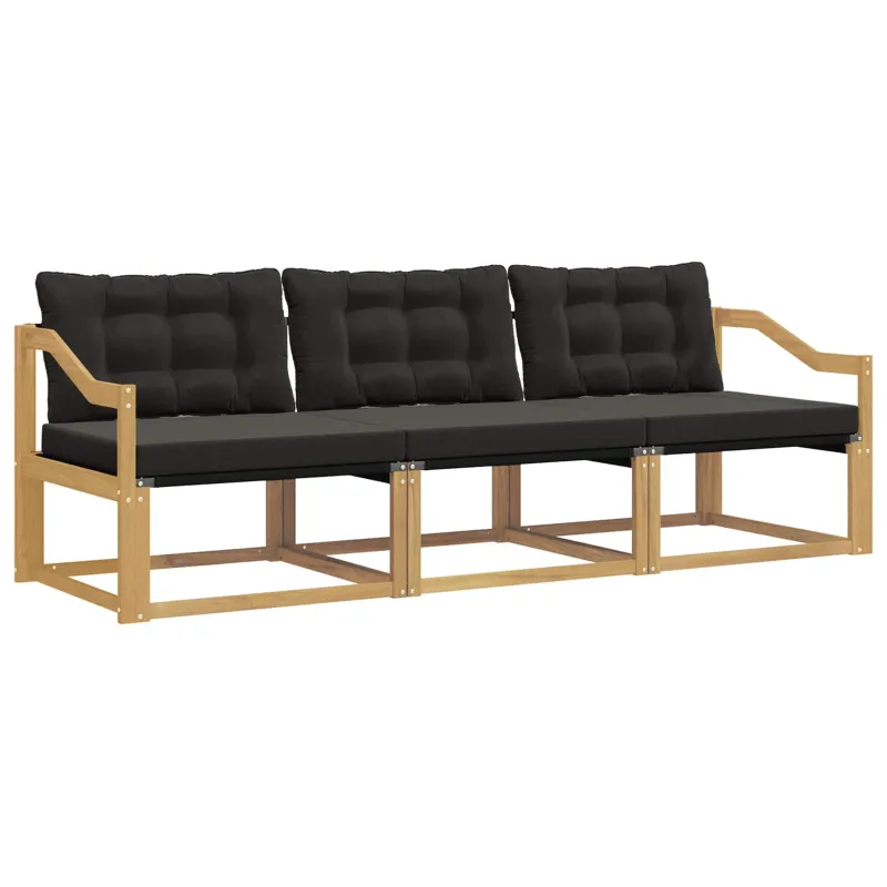 Lauko sofos komplektas su pagalve 3 pcs Balta ir juoda